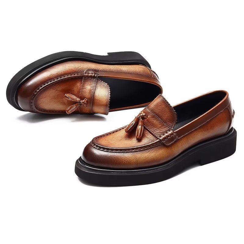Męskie Buty Wizytowe Tłoczona Elegancja Wsuwane - Kawa