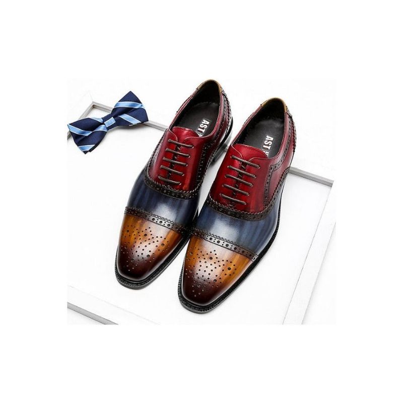 Męskie Buty Wizytowe Wingtip Skórzane Sznurowane Oksfordzie - Egzotyczny