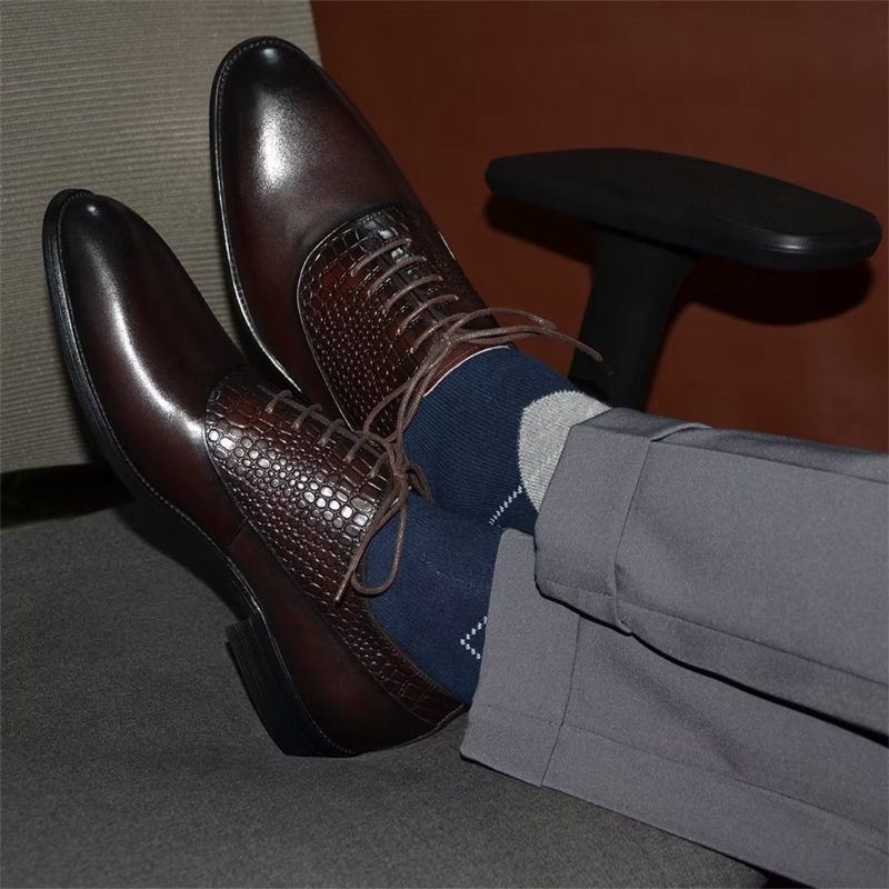 Męskie Buty Wizytowe Współczesny Urok Sznurowane - Kawa