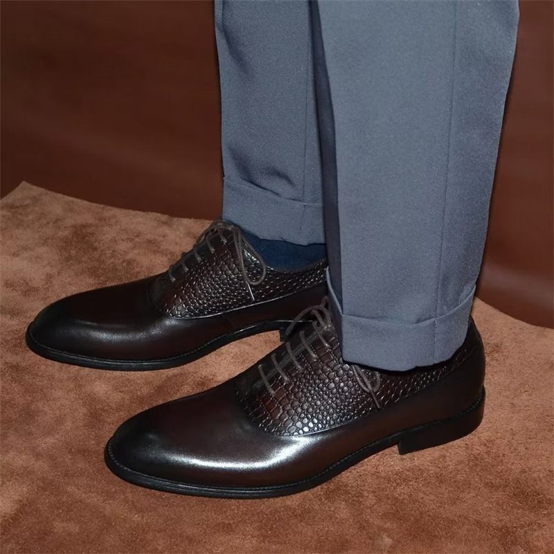 Męskie Buty Wizytowe Współczesny Urok Sznurowane - Kawa