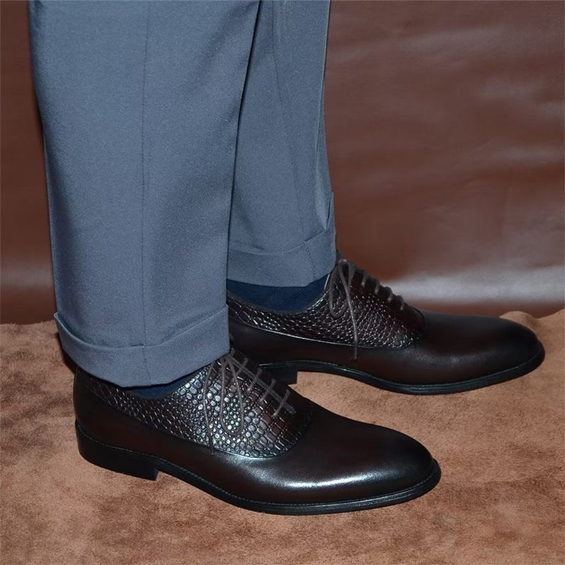 Męskie Buty Wizytowe Współczesny Urok Sznurowane - Kawa