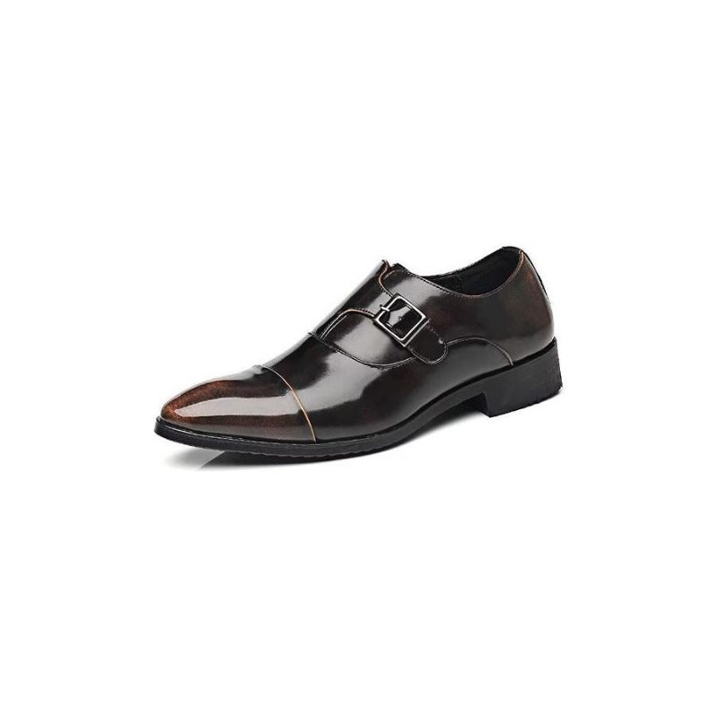 Męskie Buty Wizytowe Wyrafinowana Elegancja Szpiczaste Monkstrap - Kawa