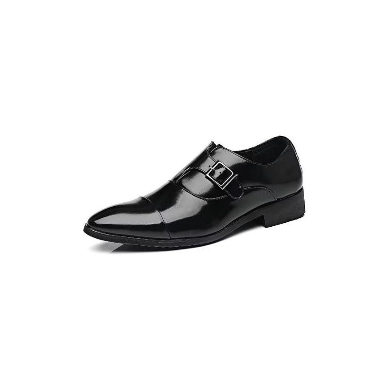 Męskie Buty Wizytowe Wyrafinowana Elegancja Szpiczaste Monkstrap - Czarna