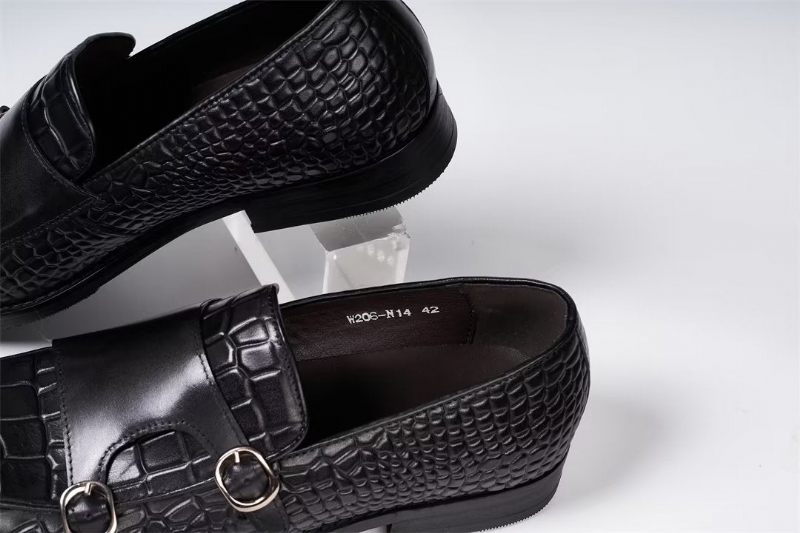 Męskie Buty Wizytowe Wyrafinowana Elegancja Wsuwane Mokasyny - Czarna