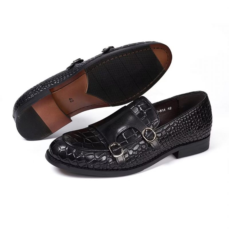 Męskie Buty Wizytowe Wyrafinowana Elegancja Wsuwane Mokasyny - Czarna