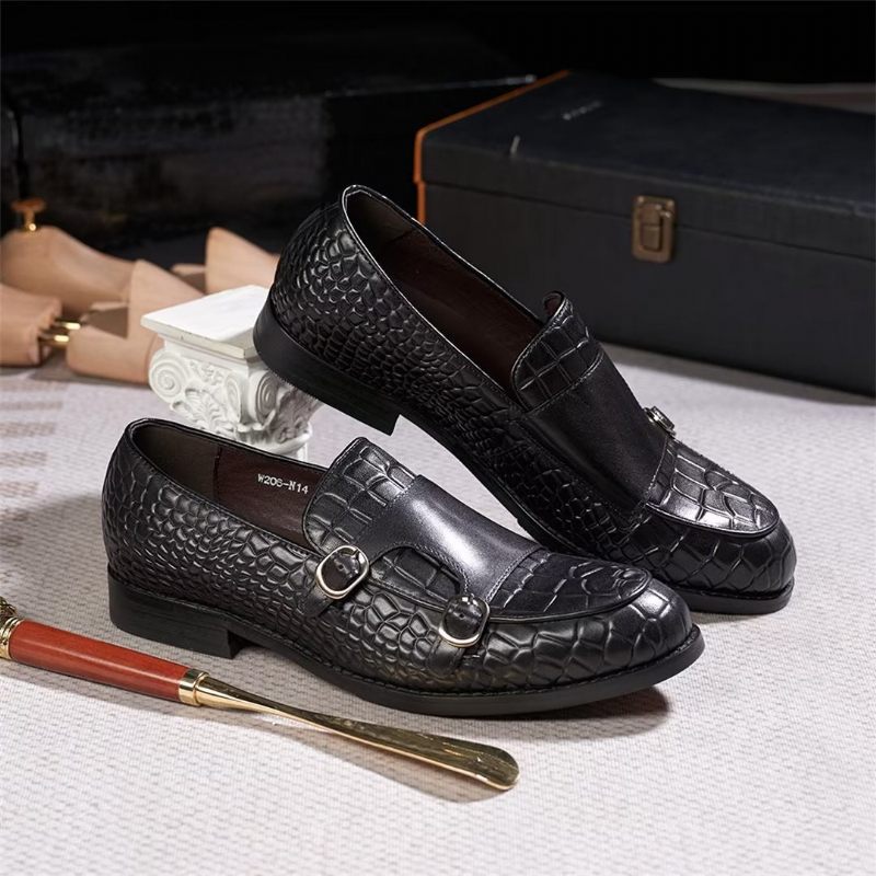 Męskie Buty Wizytowe Wyrafinowana Elegancja Wsuwane Mokasyny - Czarna