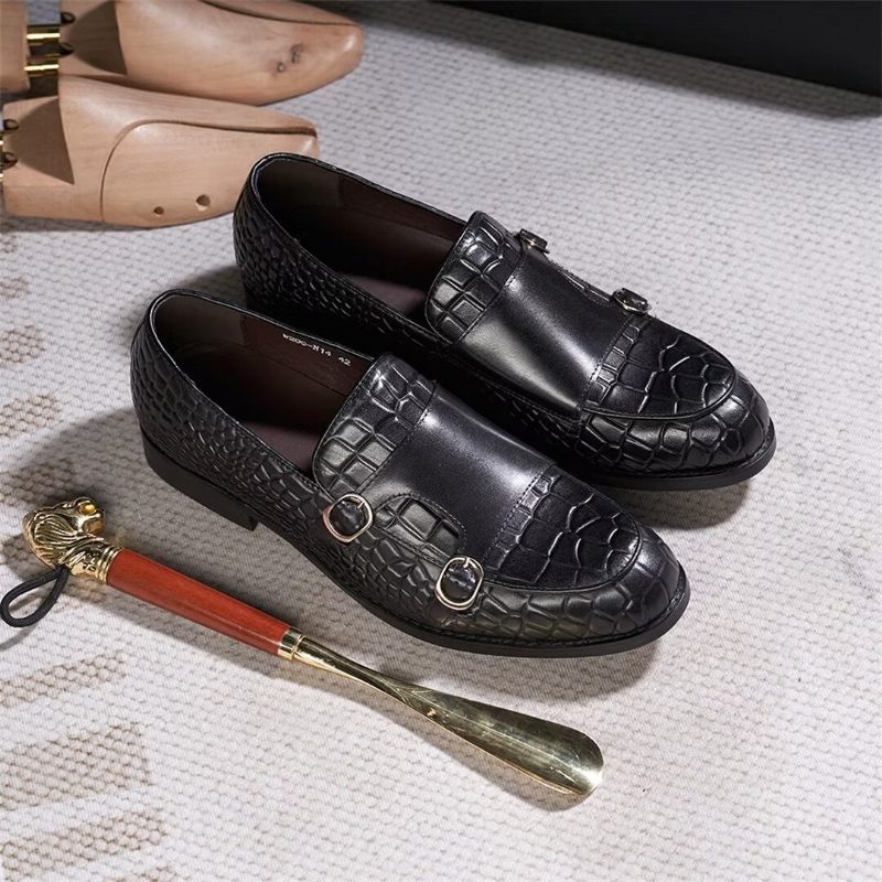 Męskie Buty Wizytowe Wyrafinowana Elegancja Wsuwane Mokasyny - Czarna