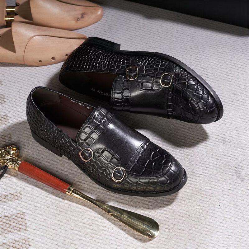 Męskie Buty Wizytowe Wyrafinowana Elegancja Wsuwane Mokasyny - Czarna