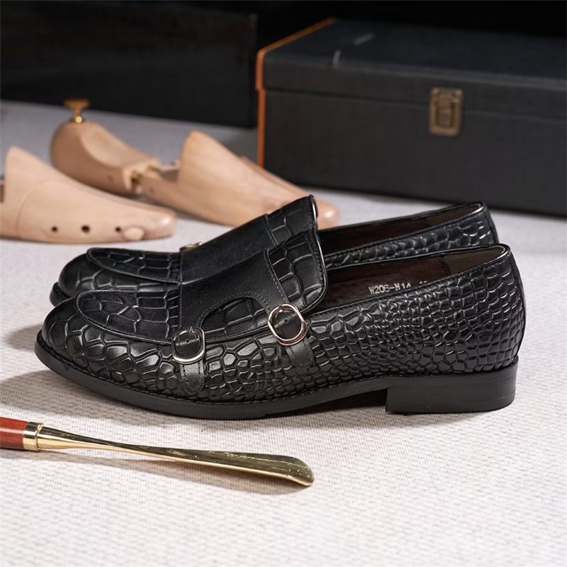 Męskie Buty Wizytowe Wyrafinowana Elegancja Wsuwane Mokasyny - Czarna
