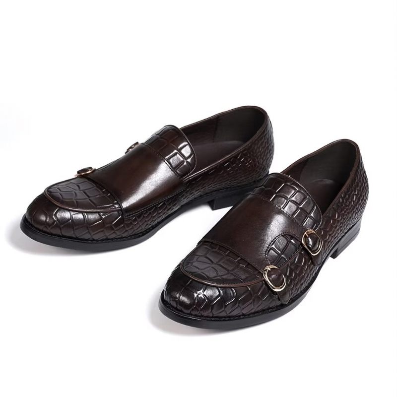 Męskie Buty Wizytowe Wyrafinowana Elegancja Wsuwane Mokasyny - Kawa