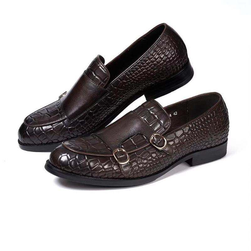 Męskie Buty Wizytowe Wyrafinowana Elegancja Wsuwane Mokasyny - Kawa