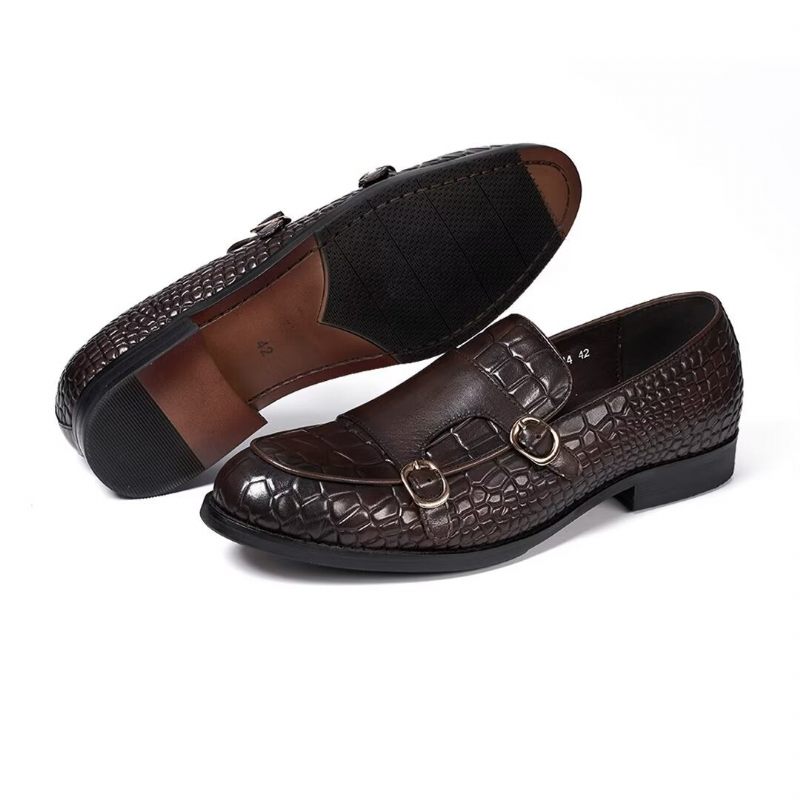 Męskie Buty Wizytowe Wyrafinowana Elegancja Wsuwane Mokasyny - Kawa
