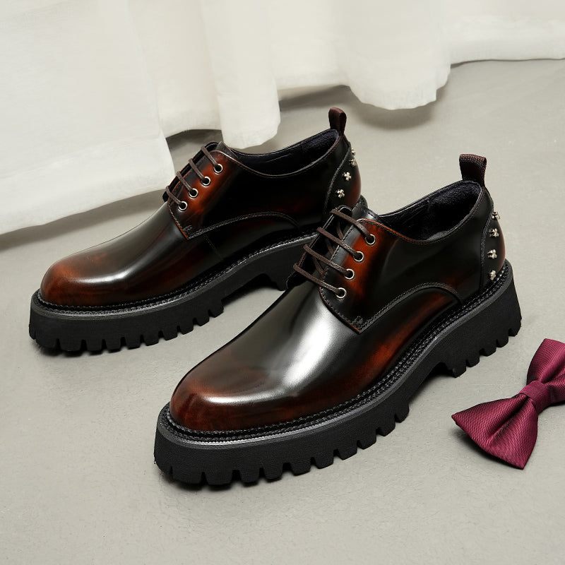 Męskie Buty Wizytowe Wyrafinowane Typu Oxford - Kawa