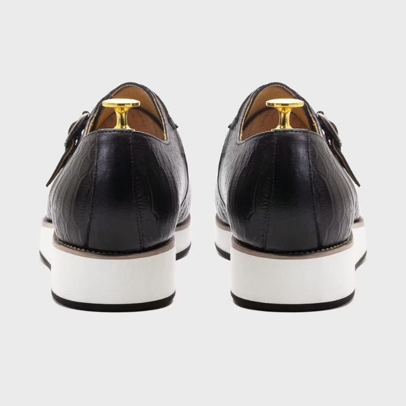 Męskie Buty Wizytowe Wyrafinowane Z Paskiem Typu Monkstrap - Czarna