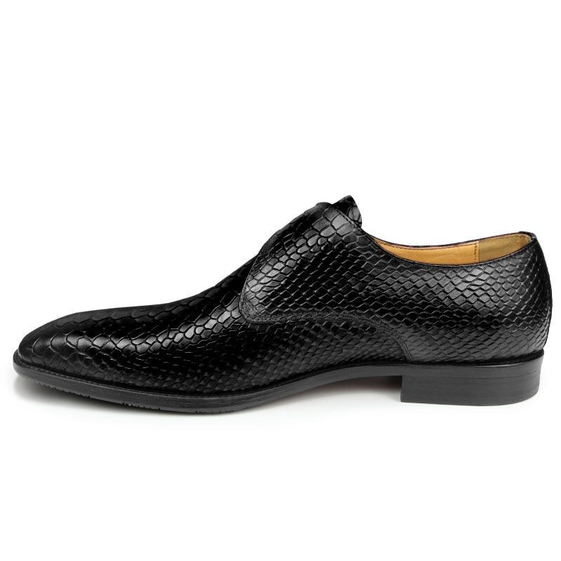 Męskie Buty Wizytowe Z Teksturą Krokodyla I Szpiczastymi Noskami Monkstrap - Czarny