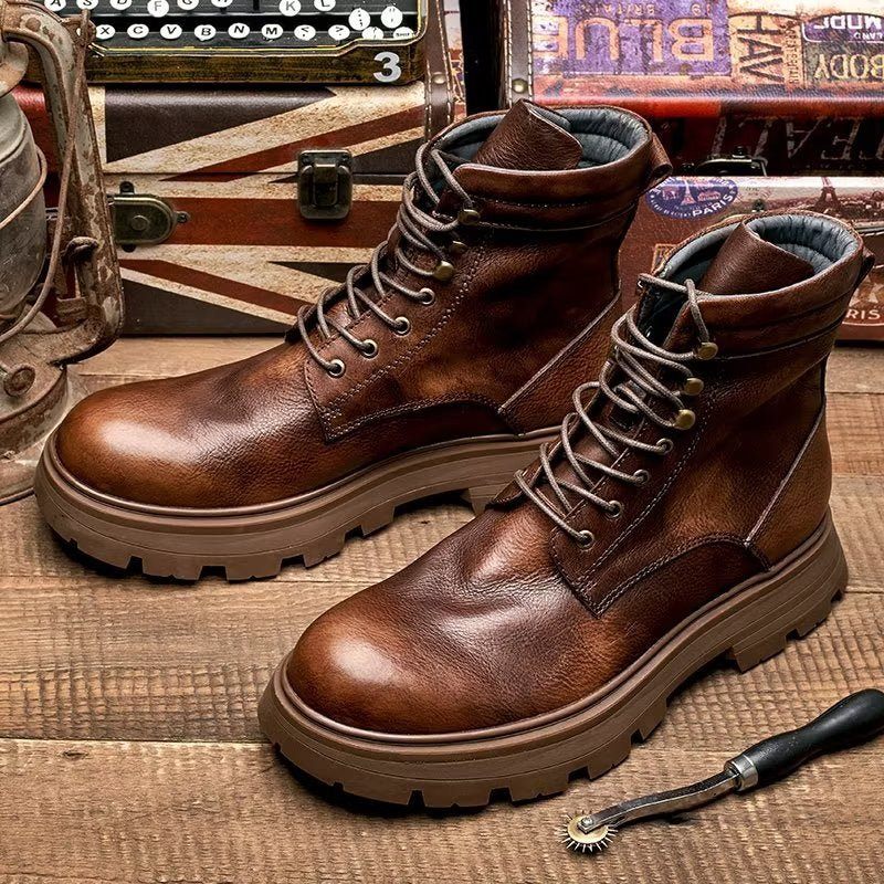 Męskie Buty Wsuwane Botki - Kawa