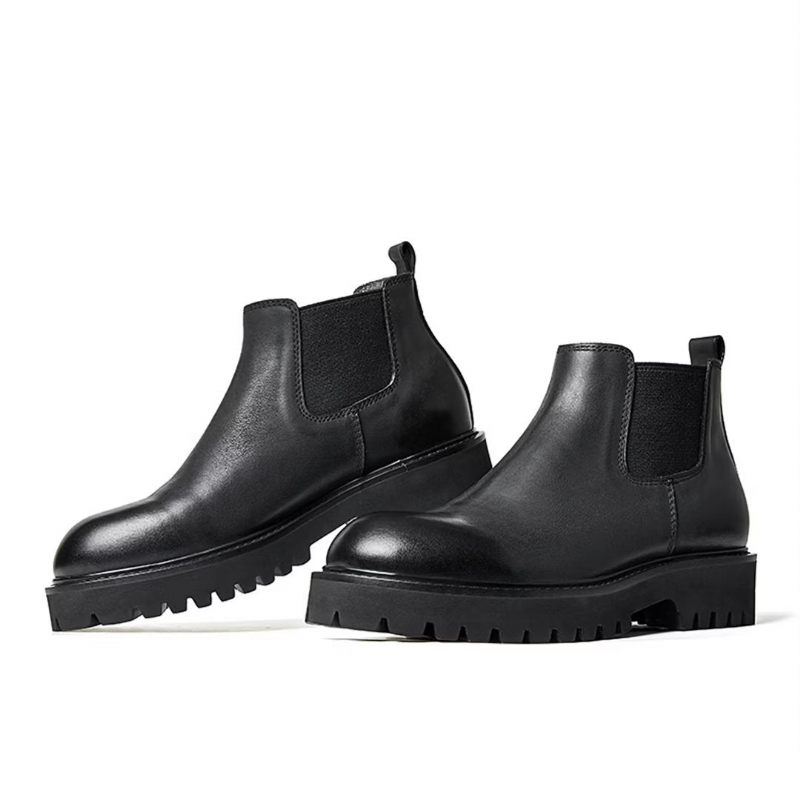 Męskie Buty Z Owczej Skóry Eleganckie Krótkie Martin Zamkiem Błyskawicznym