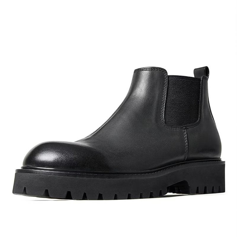 Męskie Buty Z Owczej Skóry Eleganckie Krótkie Martin Zamkiem Błyskawicznym - Czarny