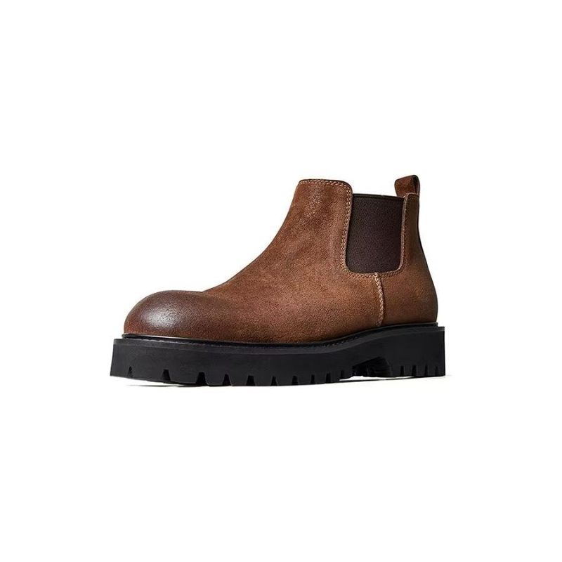Męskie Buty Z Owczej Skóry Eleganckie Krótkie Martin Zamkiem Błyskawicznym - Brązowy