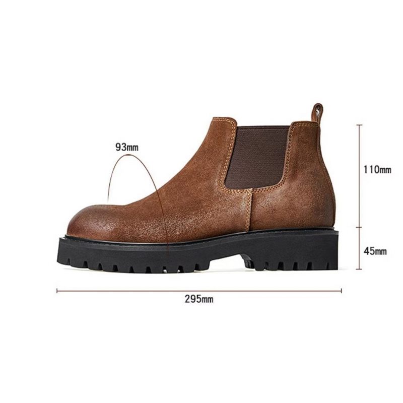 Męskie Buty Z Owczej Skóry Eleganckie Krótkie Martin Zamkiem Błyskawicznym - Brązowy