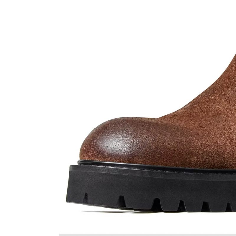 Męskie Buty Z Owczej Skóry Eleganckie Krótkie Martin Zamkiem Błyskawicznym - Brązowy