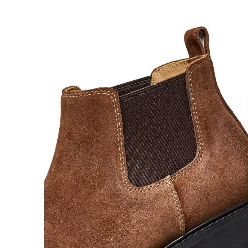 Męskie Buty Z Owczej Skóry Eleganckie Krótkie Martin Zamkiem Błyskawicznym - Brązowy