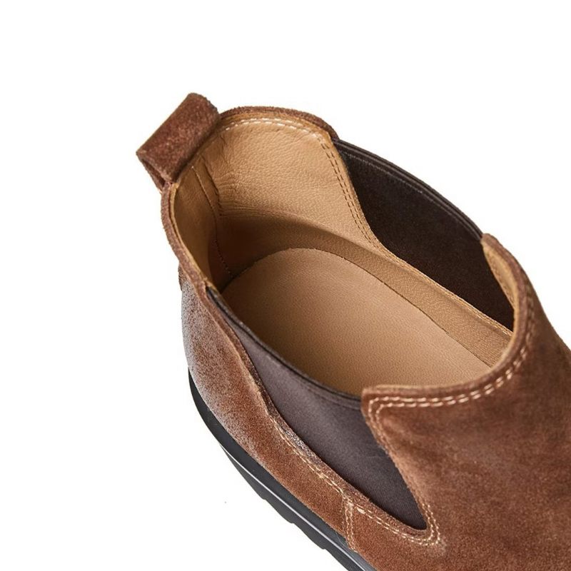 Męskie Buty Z Owczej Skóry Eleganckie Krótkie Martin Zamkiem Błyskawicznym - Brązowy