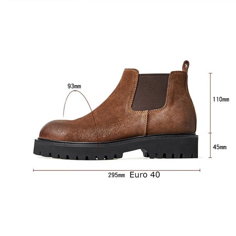 Męskie Buty Z Owczej Skóry Eleganckie Krótkie Martin Zamkiem Błyskawicznym - Brązowy