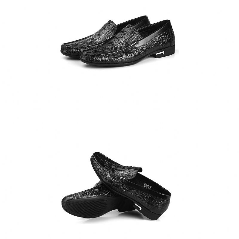 Męskie Mokasyny Allilux Exotic Leather Slip On Casualowe - Czarny