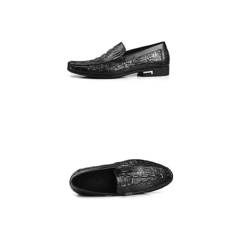 Męskie Mokasyny Allilux Exotic Leather Slip On Casualowe - Czarny