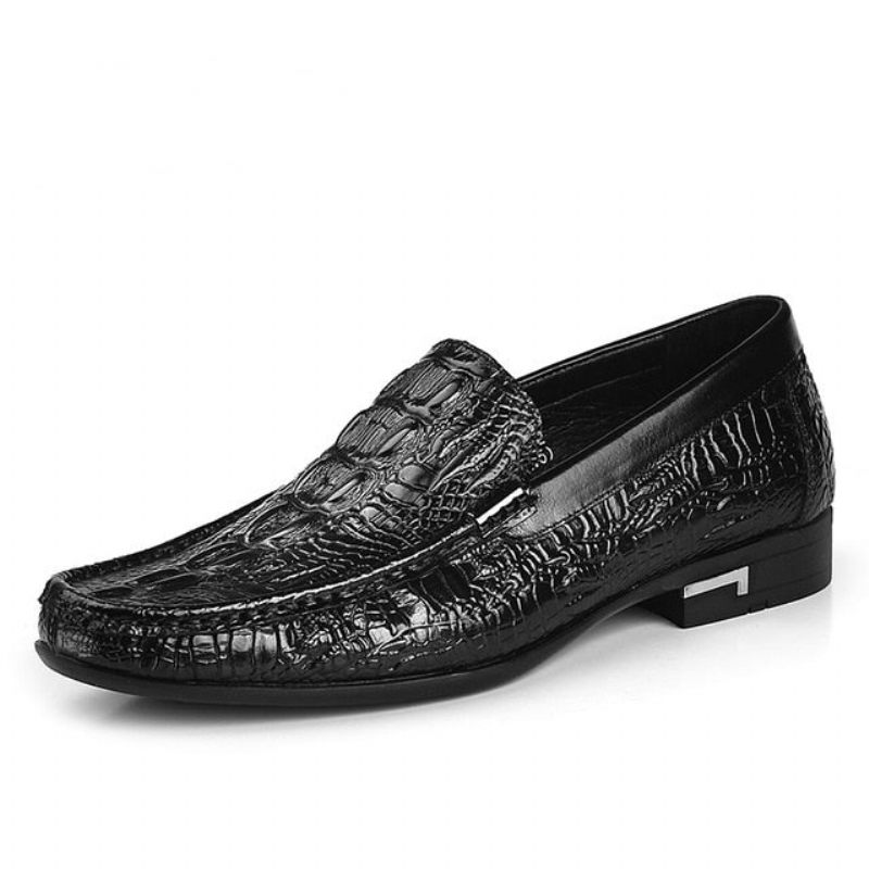 Męskie Mokasyny Allilux Exotic Leather Slip On Casualowe - Czarny