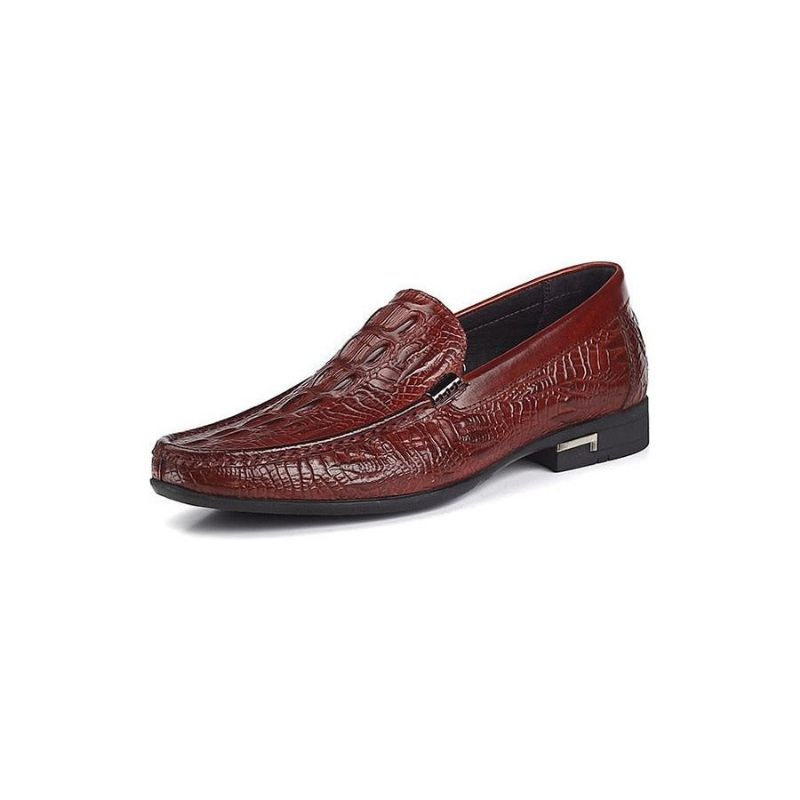 Męskie Mokasyny Allilux Exotic Leather Slip On Casualowe - Czerwony