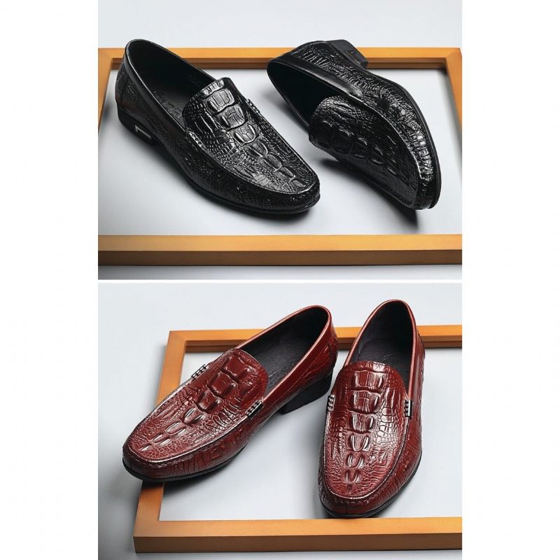 Męskie Mokasyny Allilux Exotic Leather Slip On Casualowe - Czarny