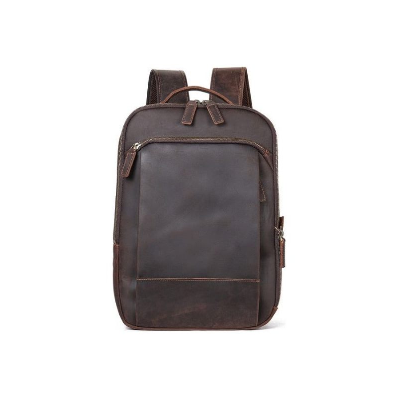 Męskie Plecaki W Stylu Vintage Luksusowy Skórzany Plecak Podróżny Na Laptopa - Kawa