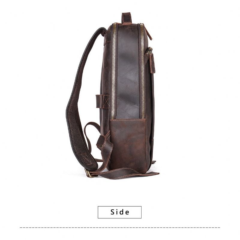 Męskie Plecaki W Stylu Vintage Luksusowy Skórzany Plecak Podróżny Na Laptopa - Kawa
