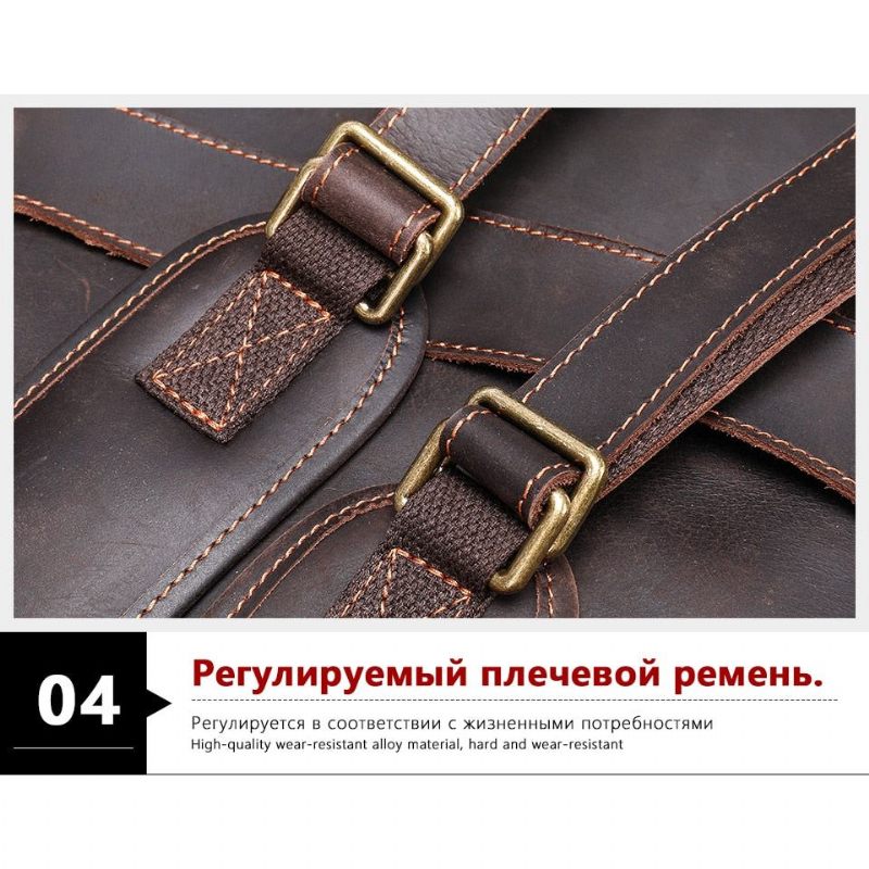 Męskie Plecaki W Stylu Vintage Luksusowy Skórzany Plecak Podróżny Na Laptopa - Kawa