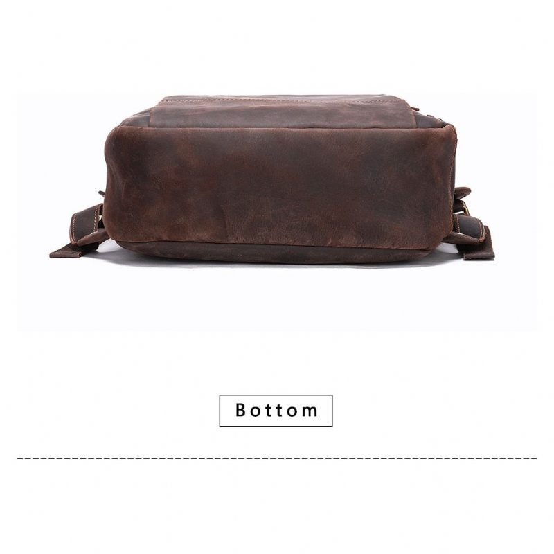 Męskie Plecaki W Stylu Vintage Luksusowy Skórzany Plecak Podróżny Na Laptopa - Kawa