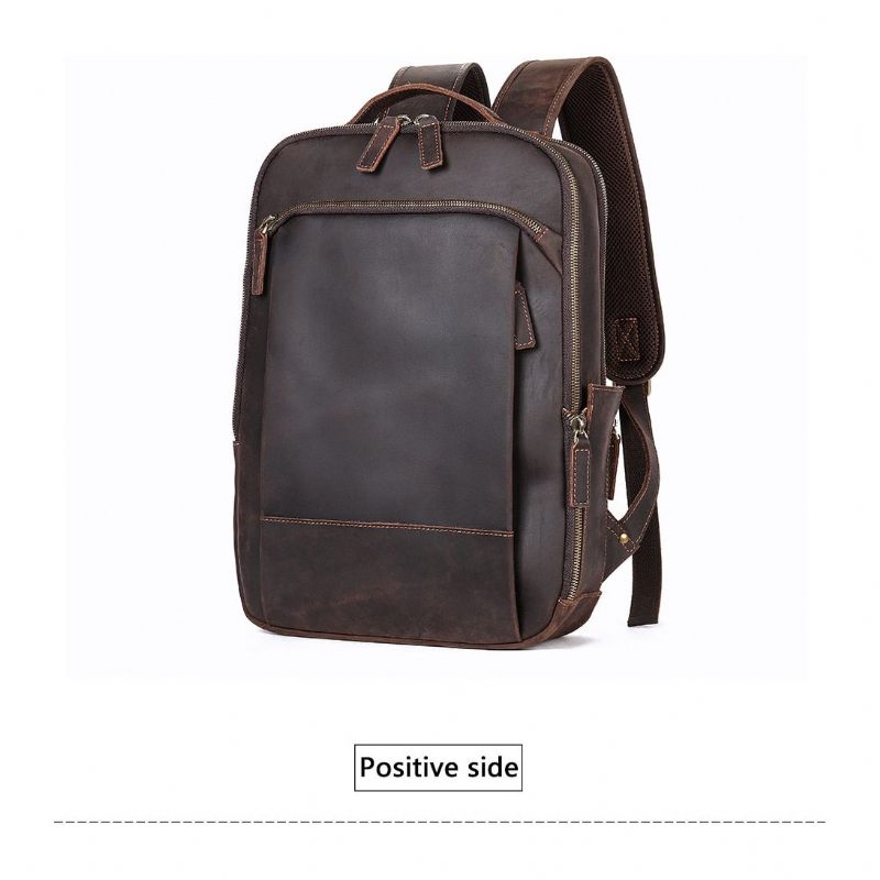 Męskie Plecaki W Stylu Vintage Luksusowy Skórzany Plecak Podróżny Na Laptopa - Kawa