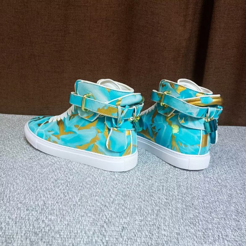 Męskie Tenisówki Streetwise Graffiti Wysokie Buty Ze Skóry Bydlęcej - Niebieski