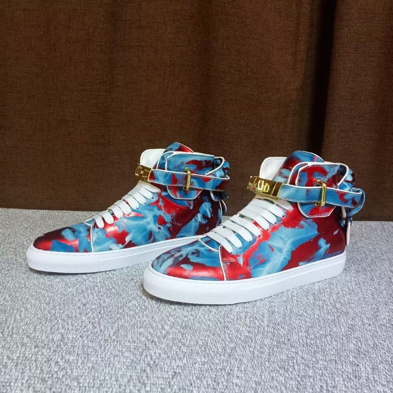 Męskie Tenisówki Streetwise Graffiti Wysokie Buty Ze Skóry Bydlęcej - Czerwony