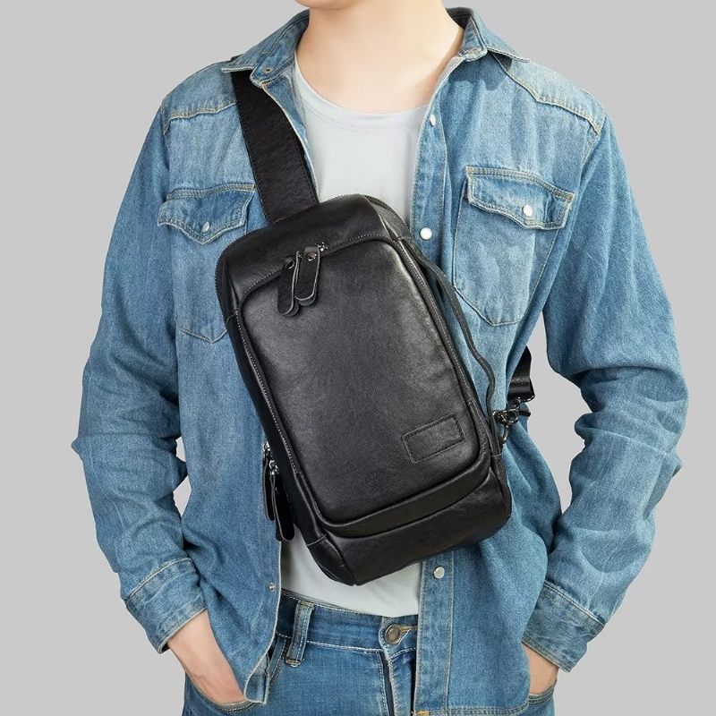 Męskie Torby Na Ramię Torba Klatkę Piersiową W Stylu Vintage Stylowy Plecak - Czarny