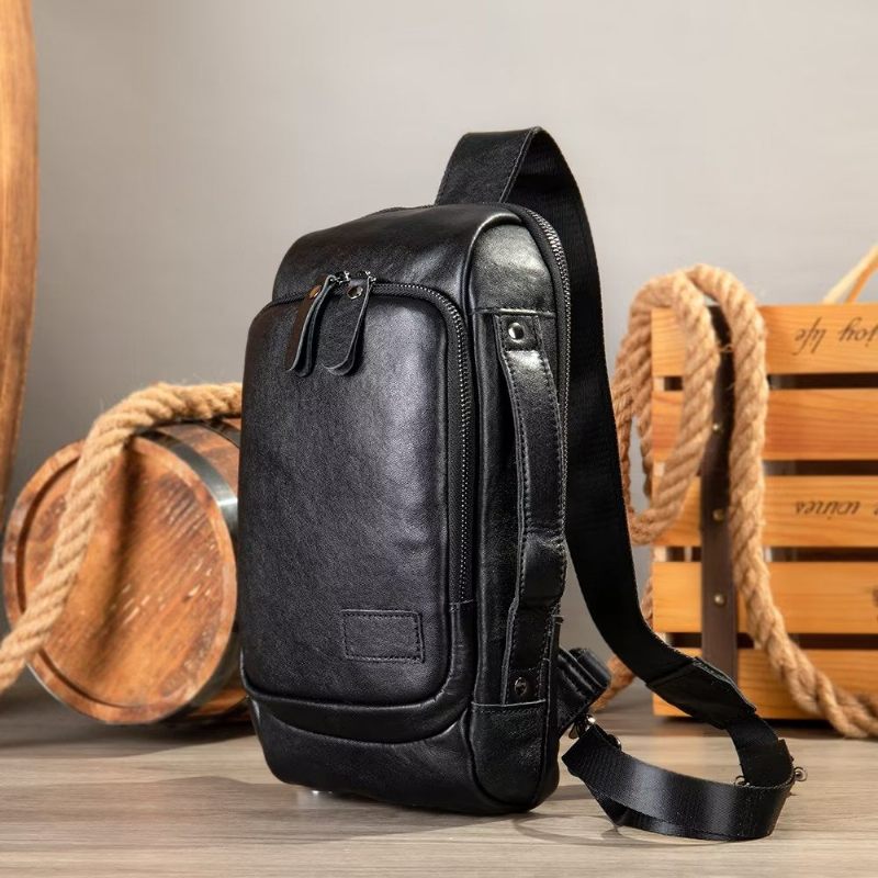 Męskie Torby Na Ramię Torba Klatkę Piersiową W Stylu Vintage Stylowy Plecak - Czarny