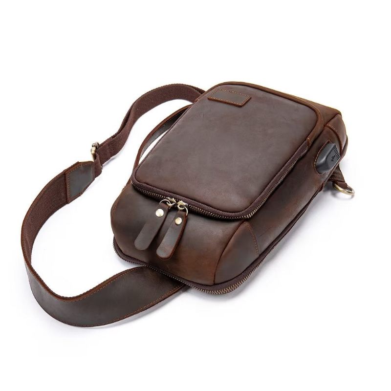 Męskie Torby Na Ramię Torba Klatkę Piersiową W Stylu Vintage Stylowy Plecak - Kawowy