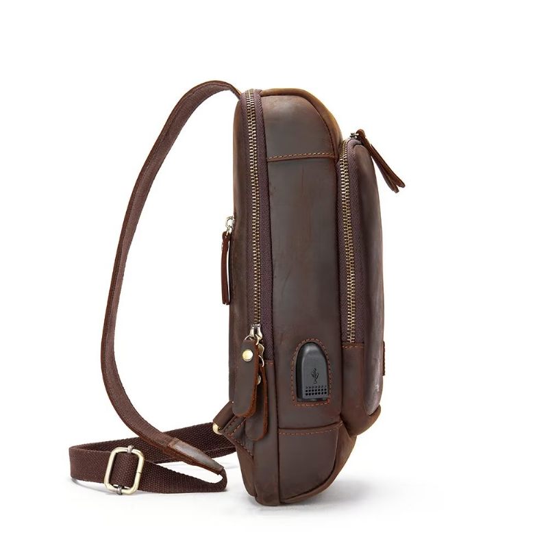 Męskie Torby Na Ramię Torba Klatkę Piersiową W Stylu Vintage Stylowy Plecak - Kawowy