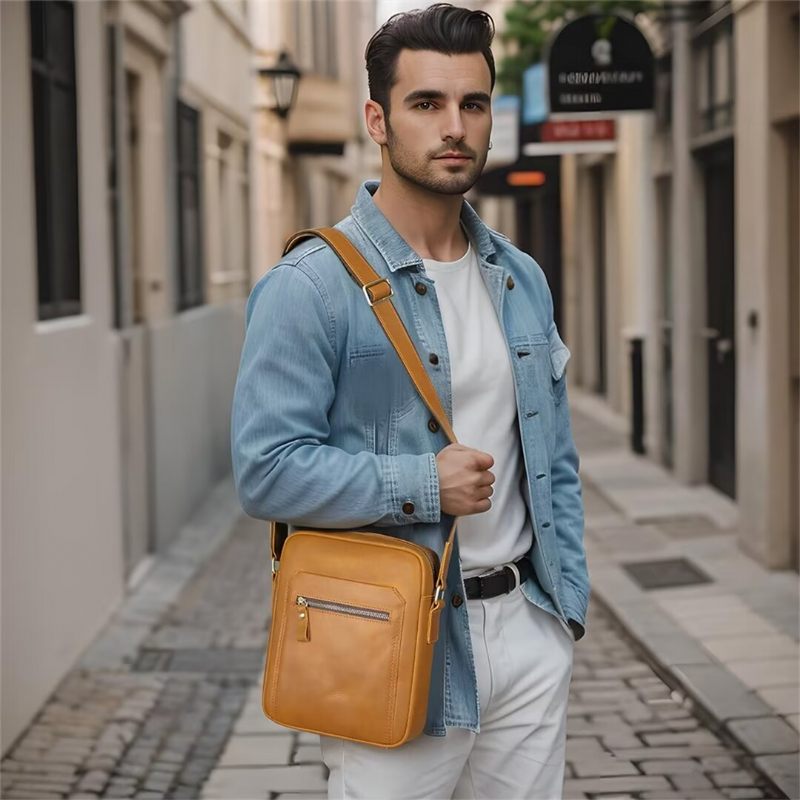 Męskie Torby Na Ramię Wyjątkowa Elegancka Torba Ze Skóry Aligatora - Kawa
