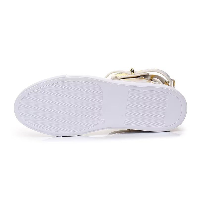 Męskie Trampki Urban Graffiti Chic Wysokie Buty Ze Skóry Bydlęcej - Żółty