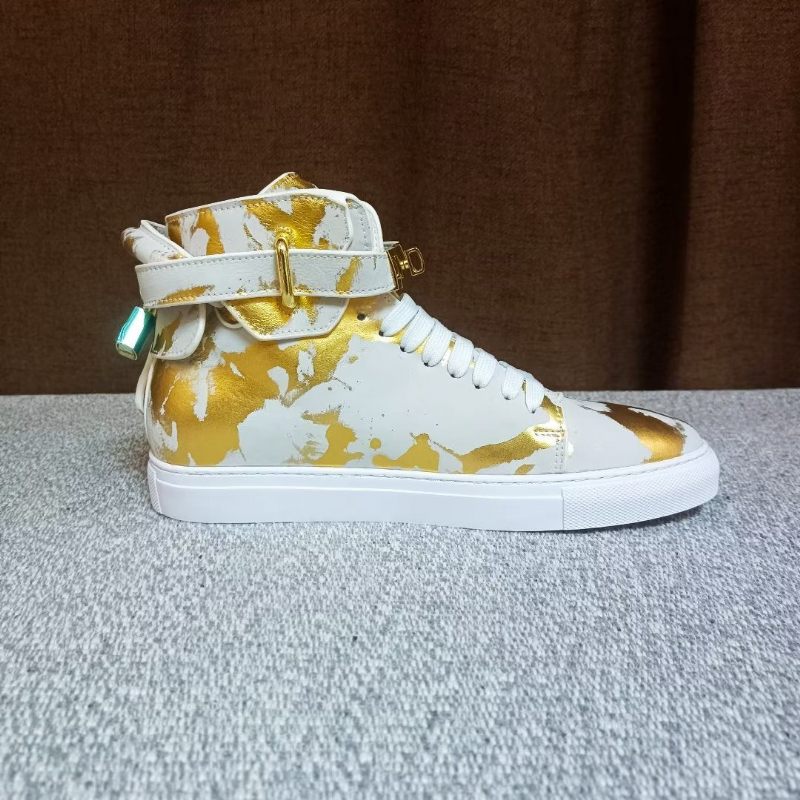 Męskie Trampki Urban Graffiti Chic Wysokie Buty Ze Skóry Bydlęcej - Żółty