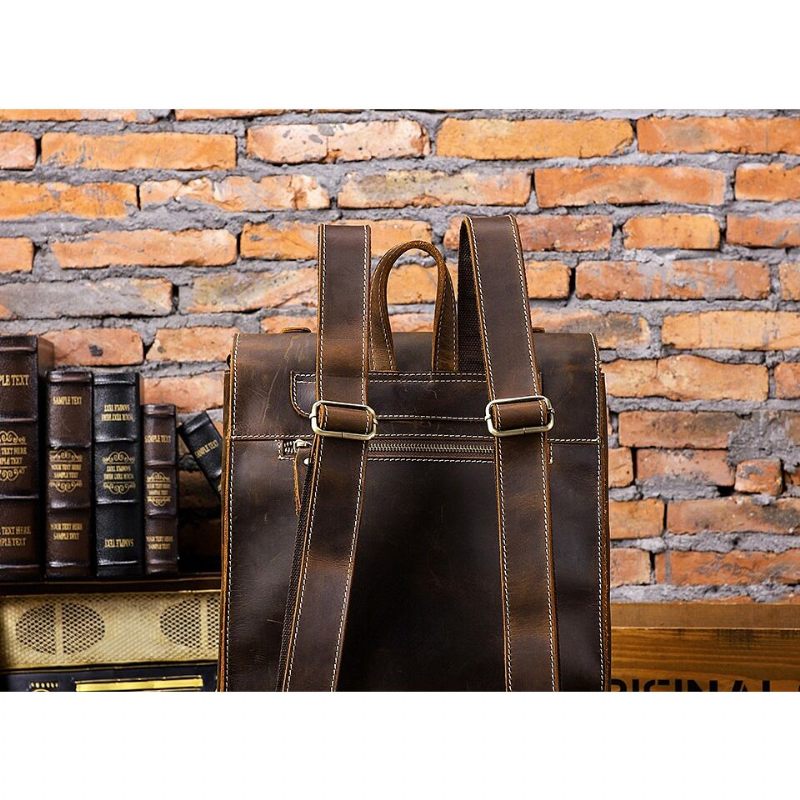Plecaki Męskie Vintage Egzotyczny Plecak Z Zamkiem Błyskawicznym - Kawa