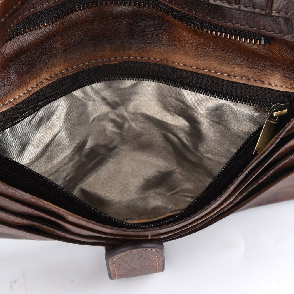 Portfele Męskie Luksusowy Długi Portfel Skórzany W Stylu Vintage Z Rfid - Kawa