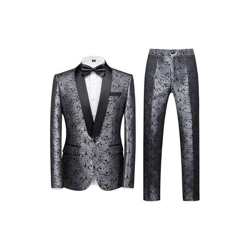 Zestaw Garniturów Męskich W Kwiaty I Elegancję - Szary